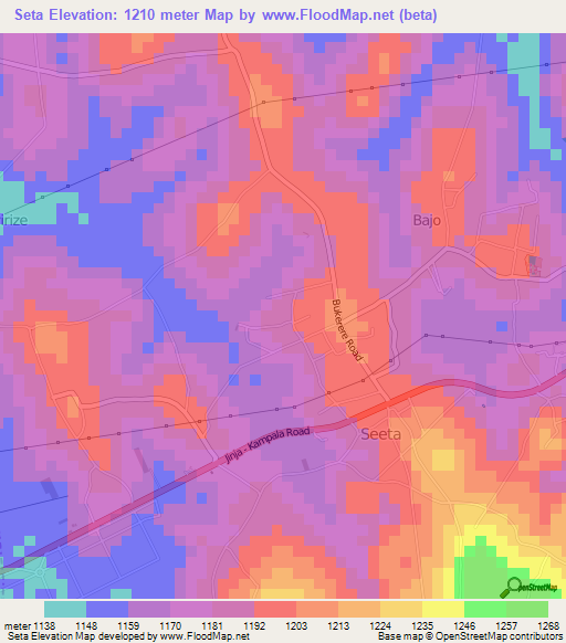 Seta,Uganda Elevation Map