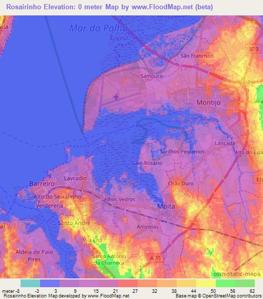 Rosairinho,Portugal Elevation Map