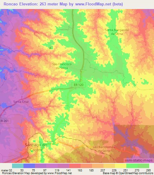 Roncao,Portugal Elevation Map