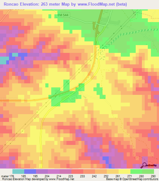 Roncao,Portugal Elevation Map