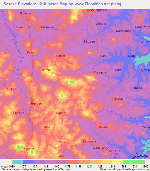Sasasa,Uganda Elevation Map