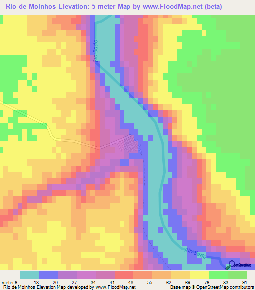 Rio de Moinhos,Portugal Elevation Map