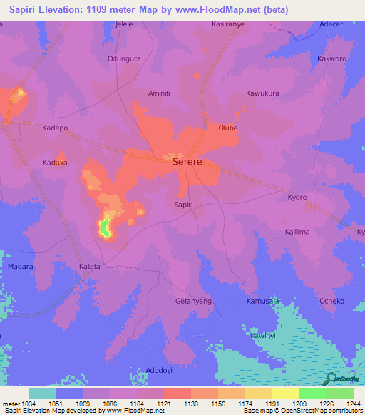 Sapiri,Uganda Elevation Map
