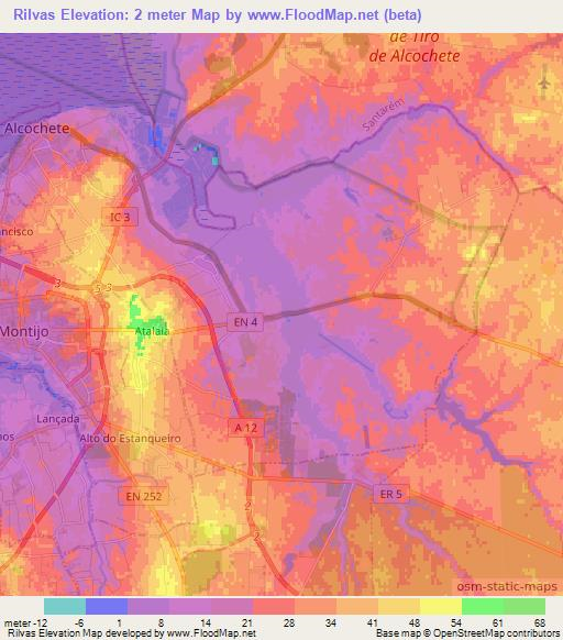 Rilvas,Portugal Elevation Map