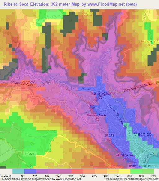 Ribeira Seca,Portugal Elevation Map