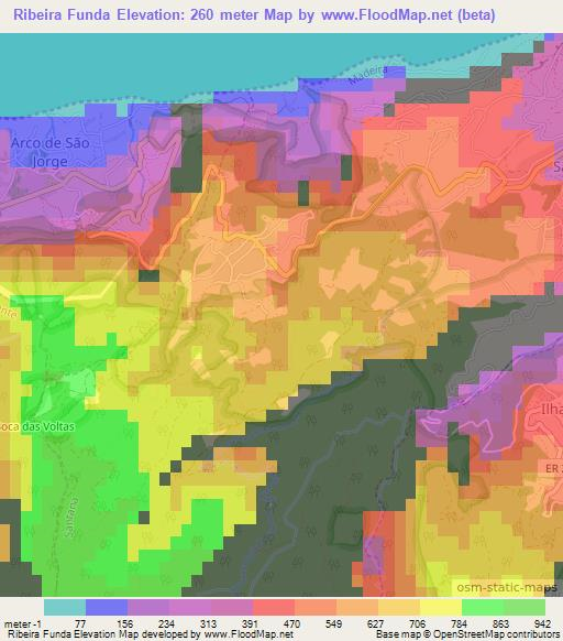 Ribeira Funda,Portugal Elevation Map