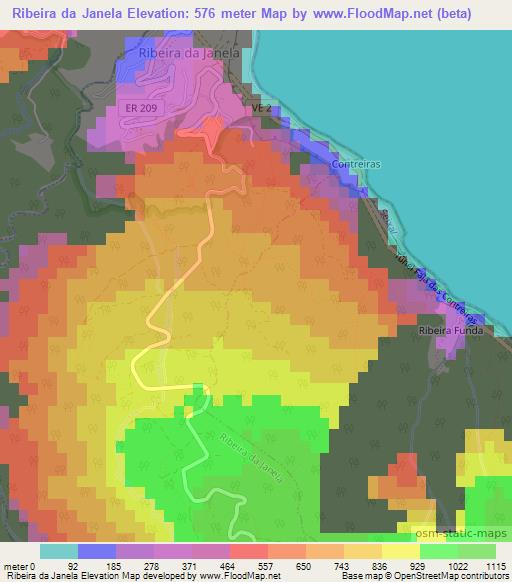 Ribeira da Janela,Portugal Elevation Map