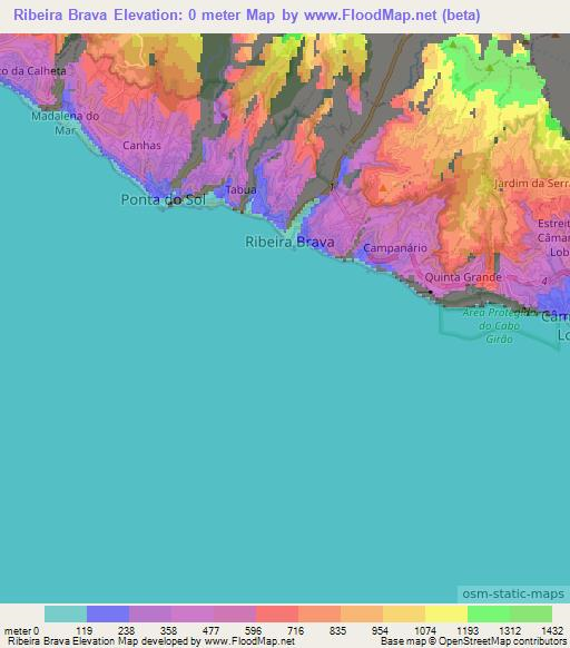 Ribeira Brava,Portugal Elevation Map