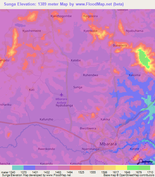 Sunga,Uganda Elevation Map