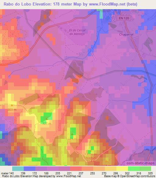 Rabo do Lobo,Portugal Elevation Map