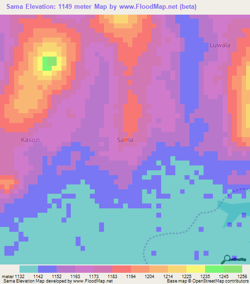 Sama,Uganda Elevation Map