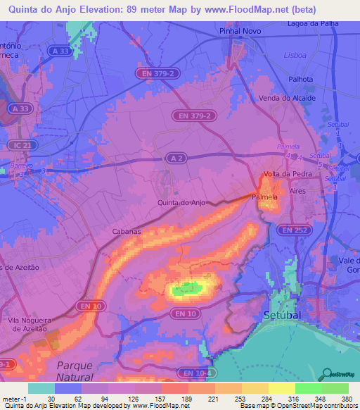 Quinta do Anjo,Portugal Elevation Map