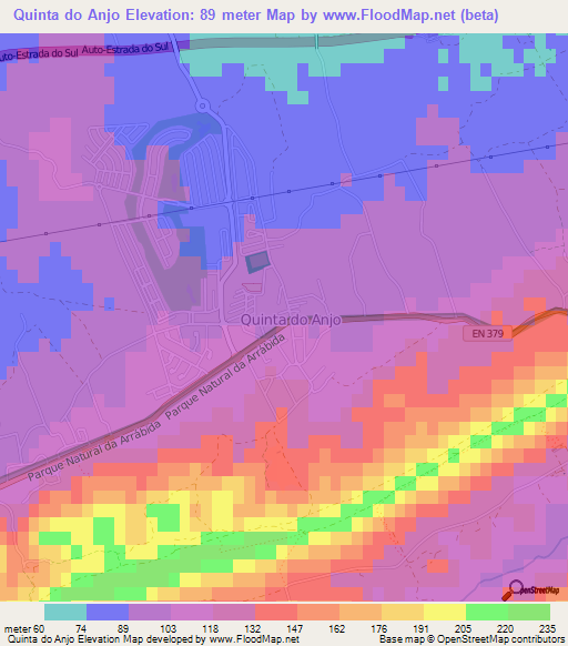 Quinta do Anjo,Portugal Elevation Map