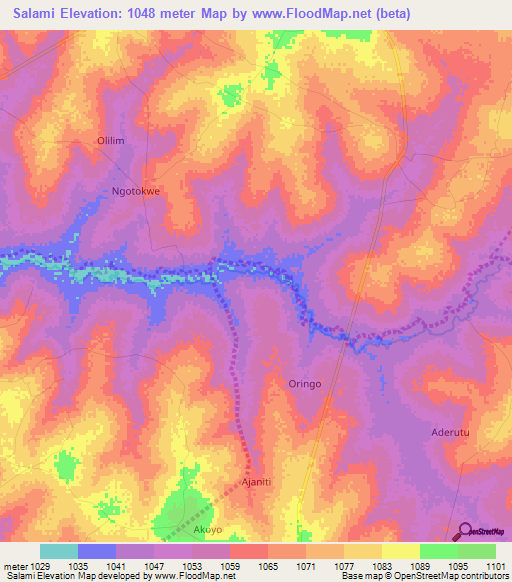 Salami,Uganda Elevation Map