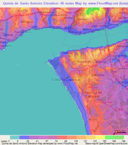 Quinta de Santo Antonio,Portugal Elevation Map