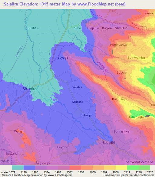 Salalira,Uganda Elevation Map