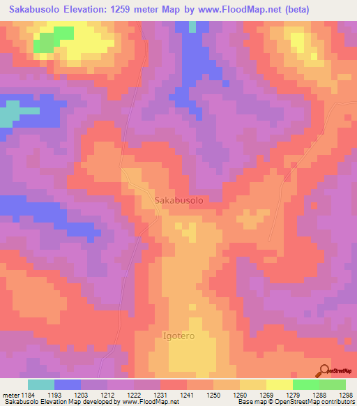 Sakabusolo,Uganda Elevation Map