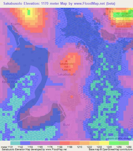 Sakabusolo,Uganda Elevation Map