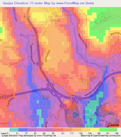 Quejas,Portugal Elevation Map