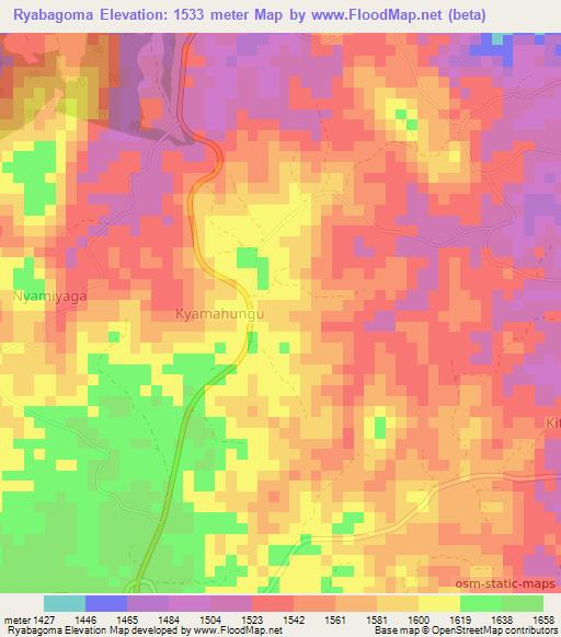 Ryabagoma,Uganda Elevation Map