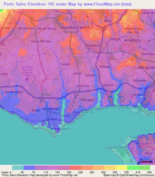 Porto Salvo,Portugal Elevation Map