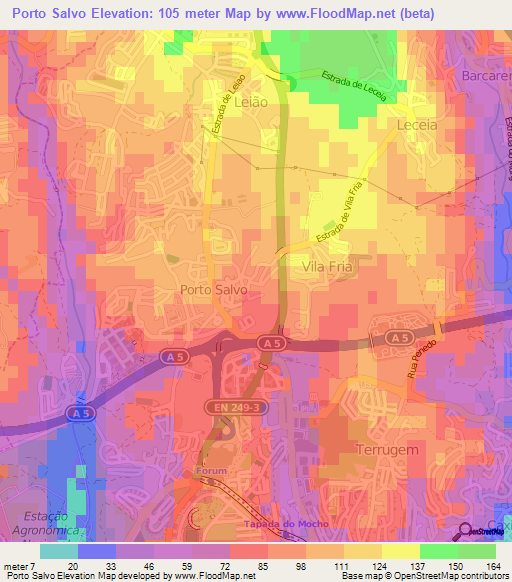 Porto Salvo,Portugal Elevation Map