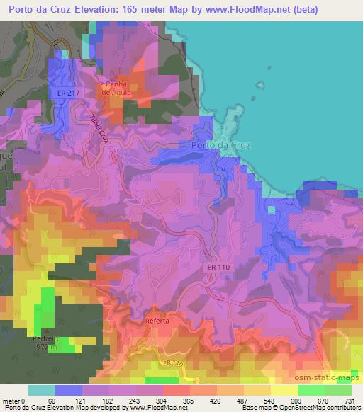 Porto da Cruz,Portugal Elevation Map