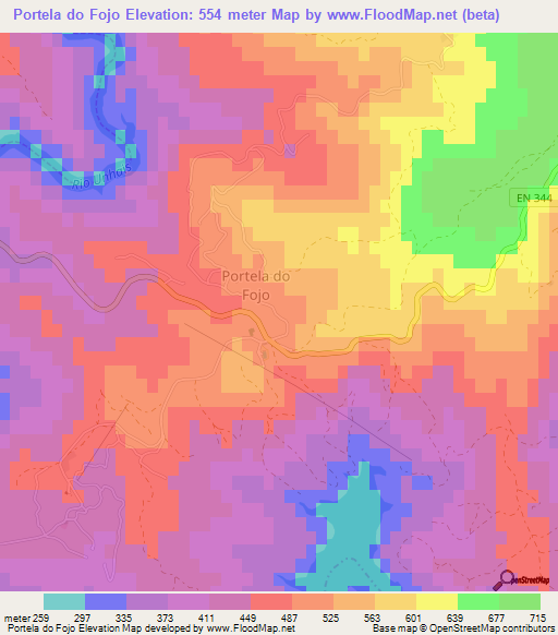Portela do Fojo,Portugal Elevation Map