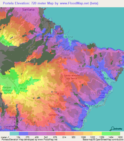 Portela,Portugal Elevation Map