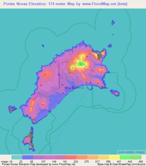 Portas Novas,Portugal Elevation Map