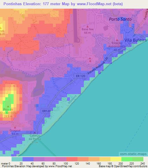 Pontinhas,Portugal Elevation Map
