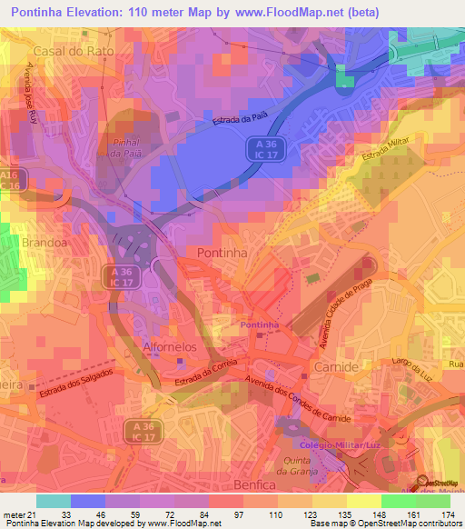 Pontinha,Portugal Elevation Map