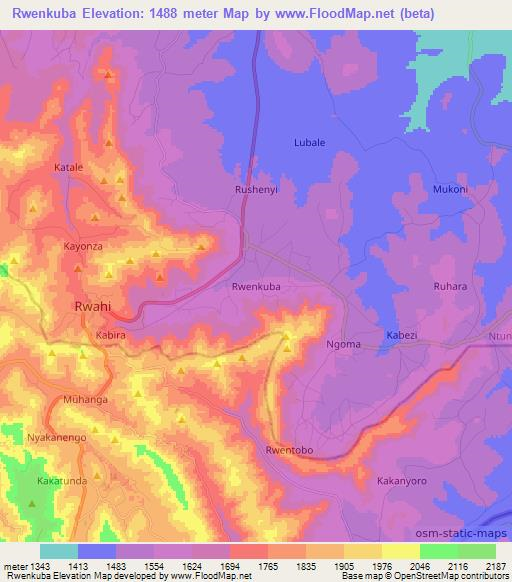 Rwenkuba,Uganda Elevation Map