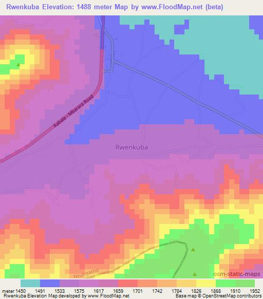 Rwenkuba,Uganda Elevation Map