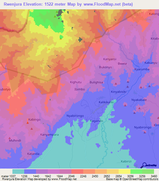 Rwenjura,Uganda Elevation Map