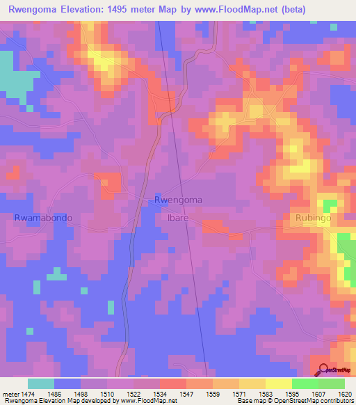 Rwengoma,Uganda Elevation Map