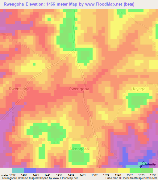 Rwengoha,Uganda Elevation Map