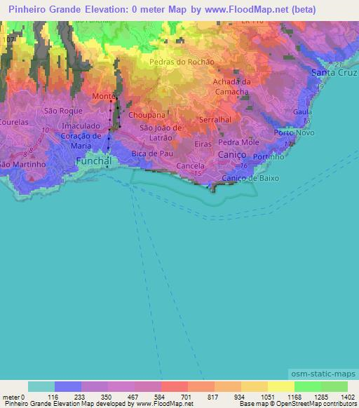 Pinheiro Grande,Portugal Elevation Map