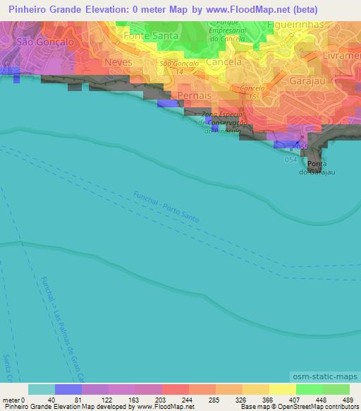 Pinheiro Grande,Portugal Elevation Map