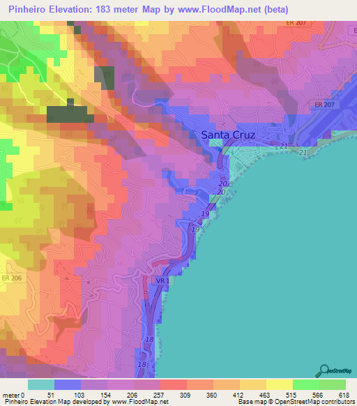 Pinheiro,Portugal Elevation Map