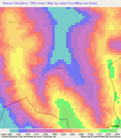 Rwene,Uganda Elevation Map