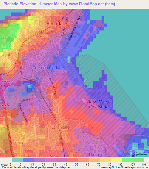 Piedade,Portugal Elevation Map