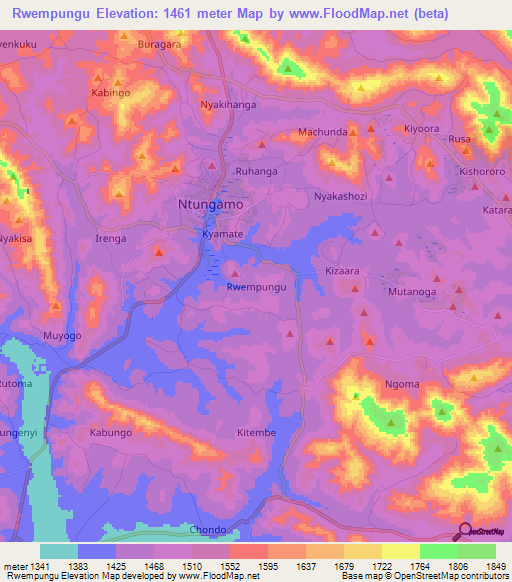 Rwempungu,Uganda Elevation Map