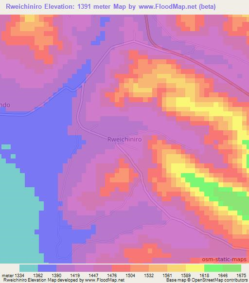 Rweichiniro,Uganda Elevation Map