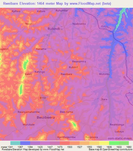 Rweibare,Uganda Elevation Map