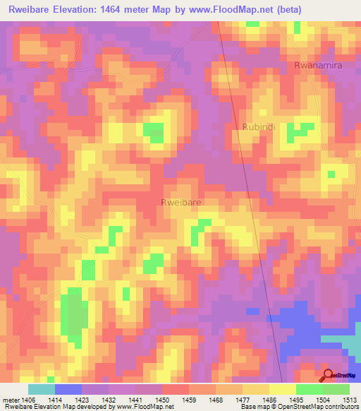 Rweibare,Uganda Elevation Map