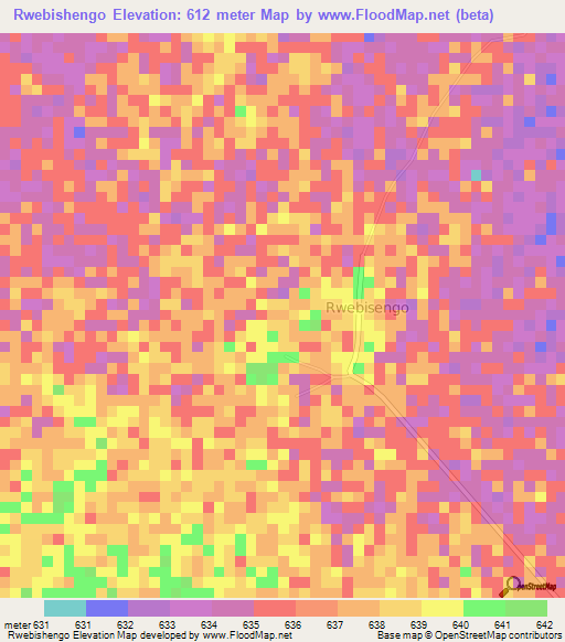 Rwebishengo,Uganda Elevation Map