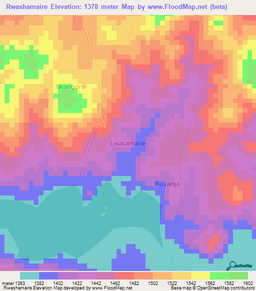 Rwashamaire,Uganda Elevation Map