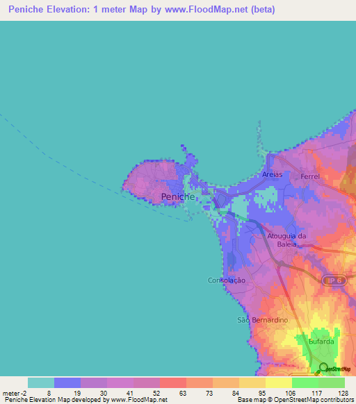 Peniche,Portugal Elevation Map