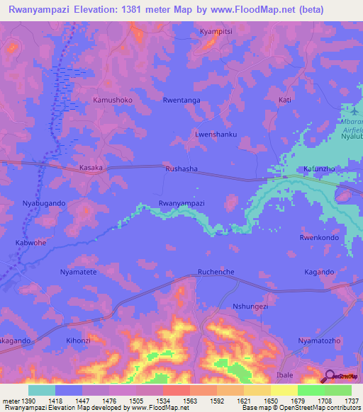 Rwanyampazi,Uganda Elevation Map